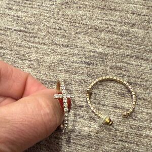 Gold and Silver Cross Hoop Earrings